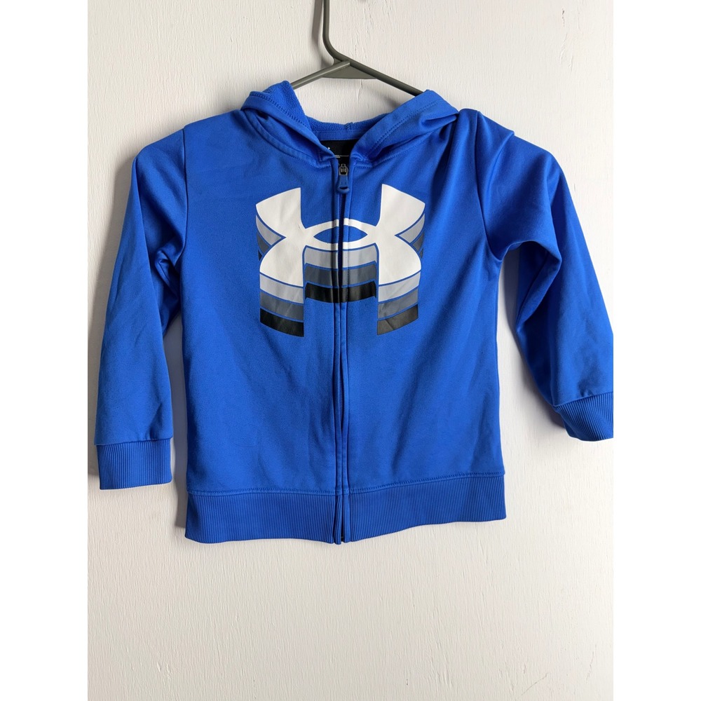 Under Armour Boys Royal Blue Full Zip Hoodie Graphic Logo Fleece Jacket Size 5